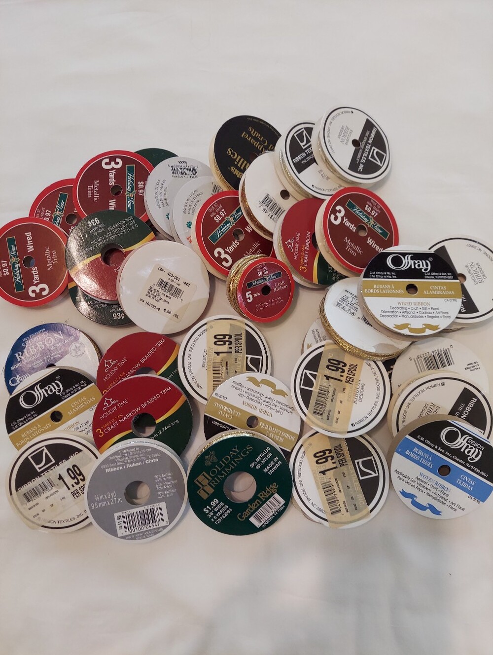 New Decorative Crafting Ribbon(36 Rolls), Variety Colors, Widths, Wired, Trims, - Picture 3 of 9